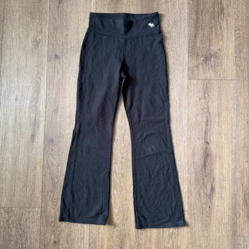 Abercrombie Kids Flare Leggings Girls Size 9/10 Black Moose Logo NWT